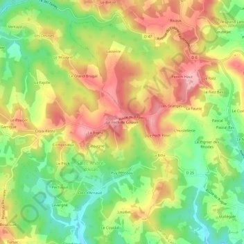 Carte topographique Le Pech de Gouvet, altitude, relief