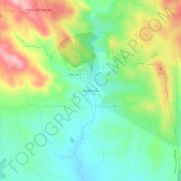Carte topographique São Brissos, altitude, relief