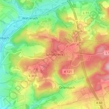 Carte topographique Schloßheck, altitude, relief