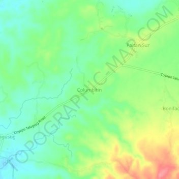 Carte topographique Columbitin, altitude, relief