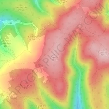 Carte topographique Grendel, altitude, relief