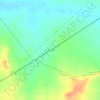 Carte topographique Koupéla, altitude, relief