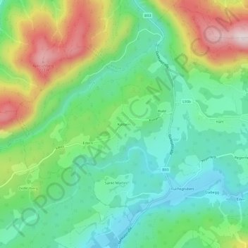 Carte topographique Köttern, altitude, relief