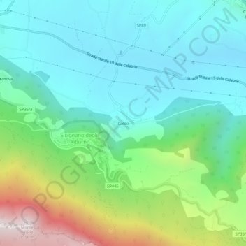 Carte topographique Galdo, altitude, relief