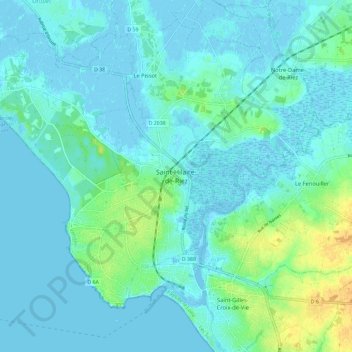 Carte topographique Saint-Hilaire-de-Riez, altitude, relief