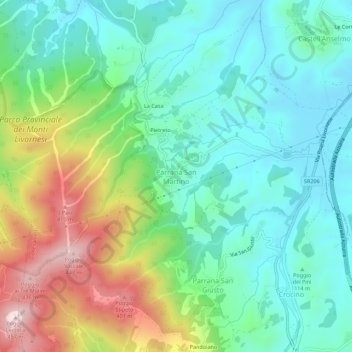 Carte topographique Parrana San Martino, altitude, relief