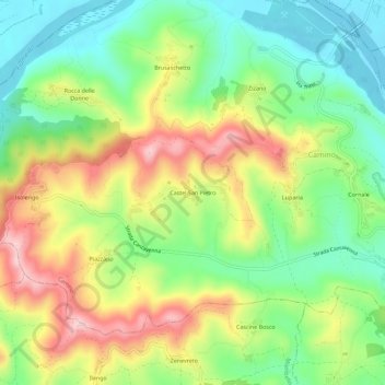 Carte topographique Castel San Pietro, altitude, relief