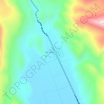 Carte topographique Yanamarca, altitude, relief