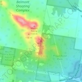 Carte topographique Mount Petrie, altitude, relief