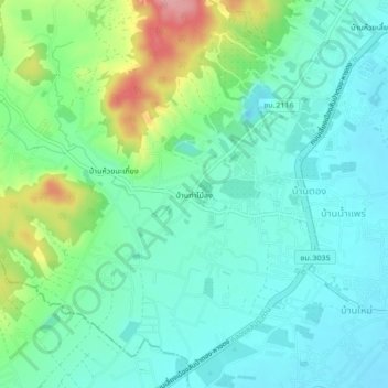 Carte topographique Ban Tha Mai Lung, altitude, relief