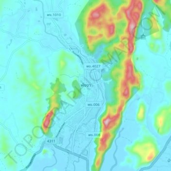 Carte topographique Phang-nga, altitude, relief
