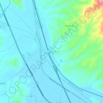 Carte topographique Ponticelli, altitude, relief