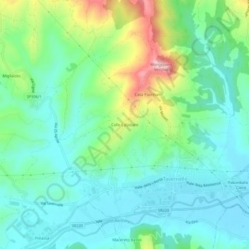 Carte topographique Colle Calzolaro, altitude, relief