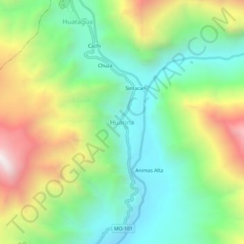 Carte topographique Huarina, altitude, relief