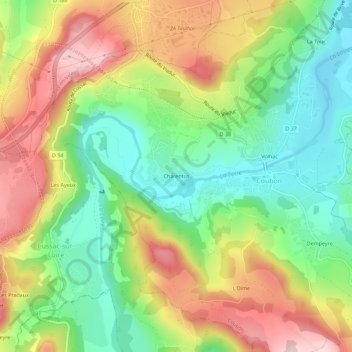 Carte topographique Charentus, altitude, relief