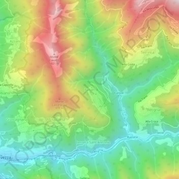 Carte topographique Basati, altitude, relief