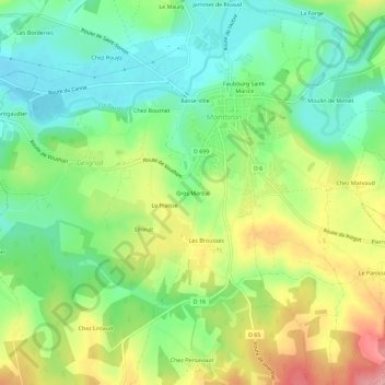 Carte topographique Gros Martial, altitude, relief