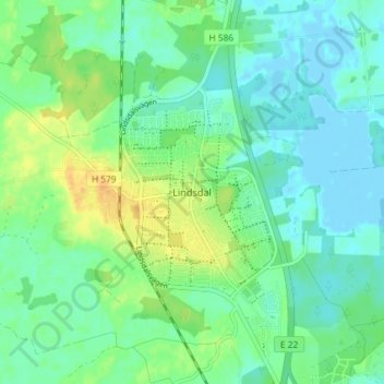 Carte topographique Lindsdal, altitude, relief