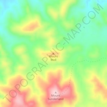 Carte topographique Mount Well, altitude, relief