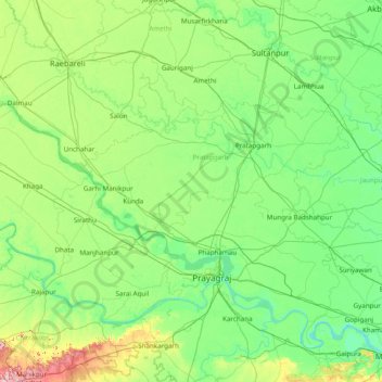 Carte topographique Pratāpgarh, altitude, relief