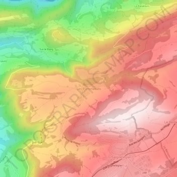 Carte topographique Les Pommerats, altitude, relief