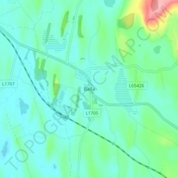 Carte topographique Balla, altitude, relief