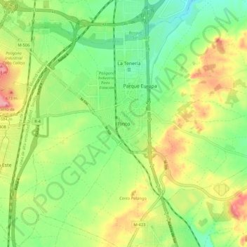 Carte topographique Pinto, altitude, relief