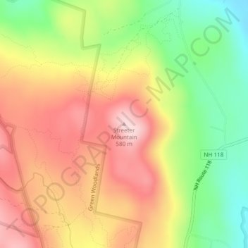 Carte topographique Streeter Mountain, altitude, relief