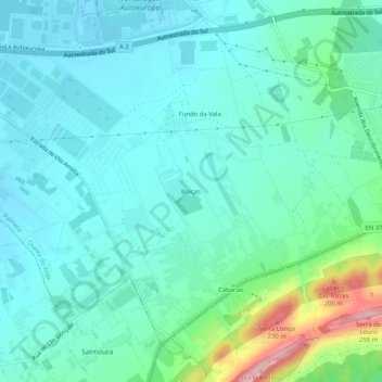 Carte topographique Boiças, altitude, relief