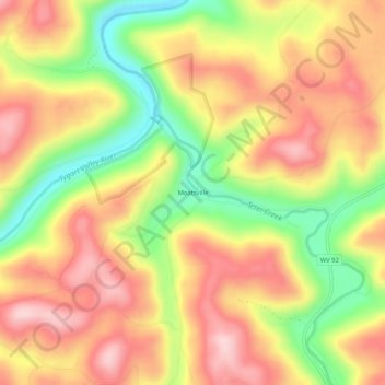 Carte topographique Moatsville, altitude, relief