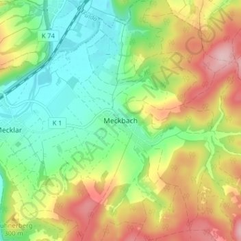 Carte topographique Meckbach, altitude, relief