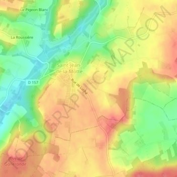 Carte topographique La Poterie, altitude, relief