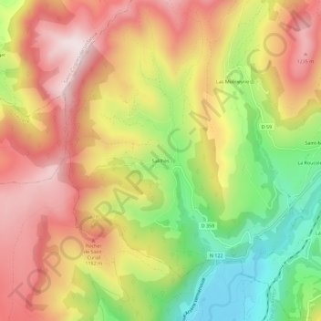 Carte topographique Salilhes, altitude, relief