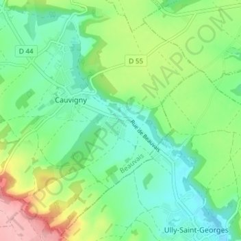 Carte topographique Château Rouge, altitude, relief