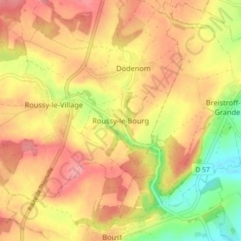 Carte topographique Roussy-le-Bourg, altitude, relief