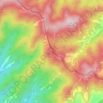Carte topographique Monte Fiorino, altitude, relief