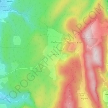 Carte topographique Les Allymes, altitude, relief