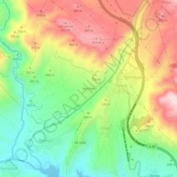 Carte topographique Murchas, altitude, relief