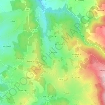 Carte topographique Les Vialettes, altitude, relief