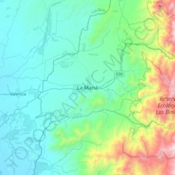 Carte topographique La Maná, altitude, relief