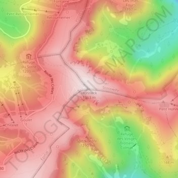 Carte topographique Hohneck, altitude, relief