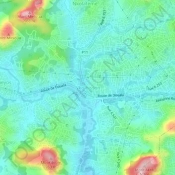 Carte topographique Nkolbisson, altitude, relief