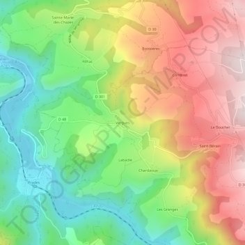 Carte topographique Vergues, altitude, relief