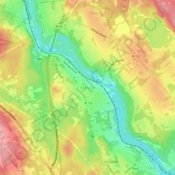 Carte topographique Manville, altitude, relief