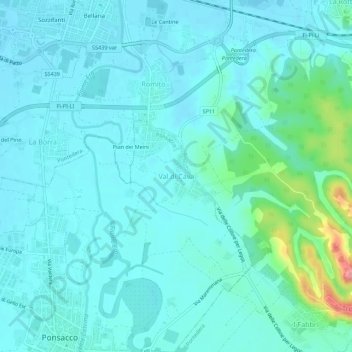 Carte topographique Val di Cava, altitude, relief