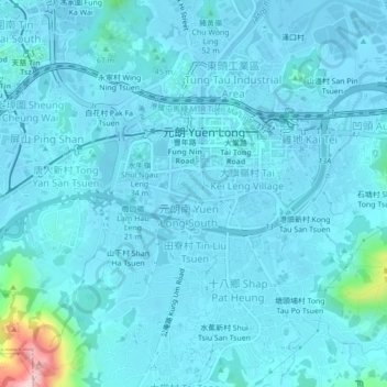 Carte topographique Lung Tin Tsuen, altitude, relief
