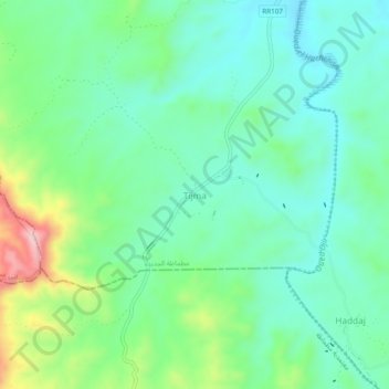 Carte topographique Tidjma, altitude, relief