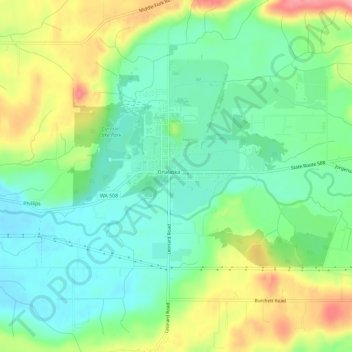Carte topographique Onalaska, altitude, relief