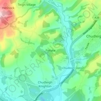 Carte topographique Finlake, altitude, relief