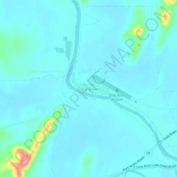 Carte topographique Daly River, altitude, relief